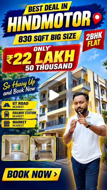 2 BHK flat on a tree-lined street in Hindmotor